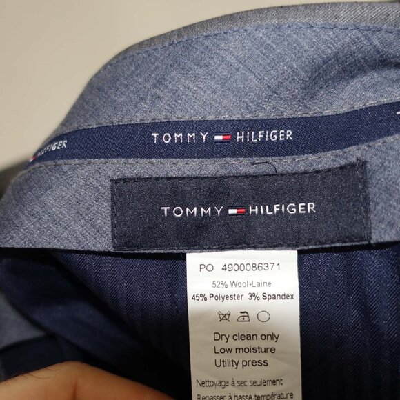 Tommy Hilfiger Men's Slim Fit Dress Pants 34 x 30 Medium Gray Wool Blend Slacks - Picture 3 of 6